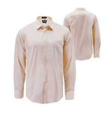Men's Classic Button Up Long Sleeve Solid Cream Color Slim Fit Dress Shirt