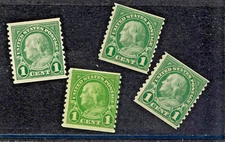 US SCOTT # 597 FRANKLIN COILS (4) MINT OG NH  H1868