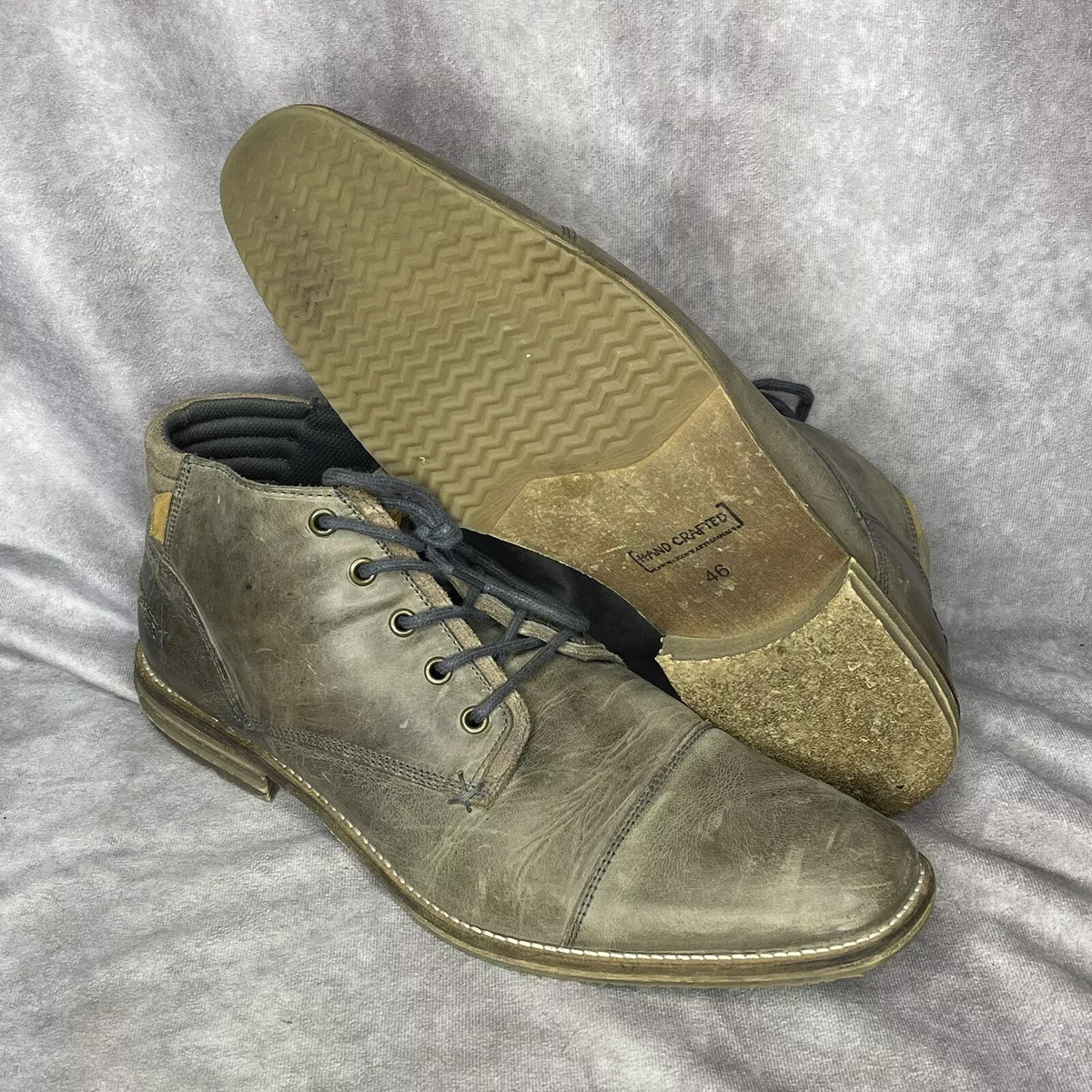 Bullboxer Diever Cap Toe Chukka Boots Men s Size 13 Grey Distressed Side Zip