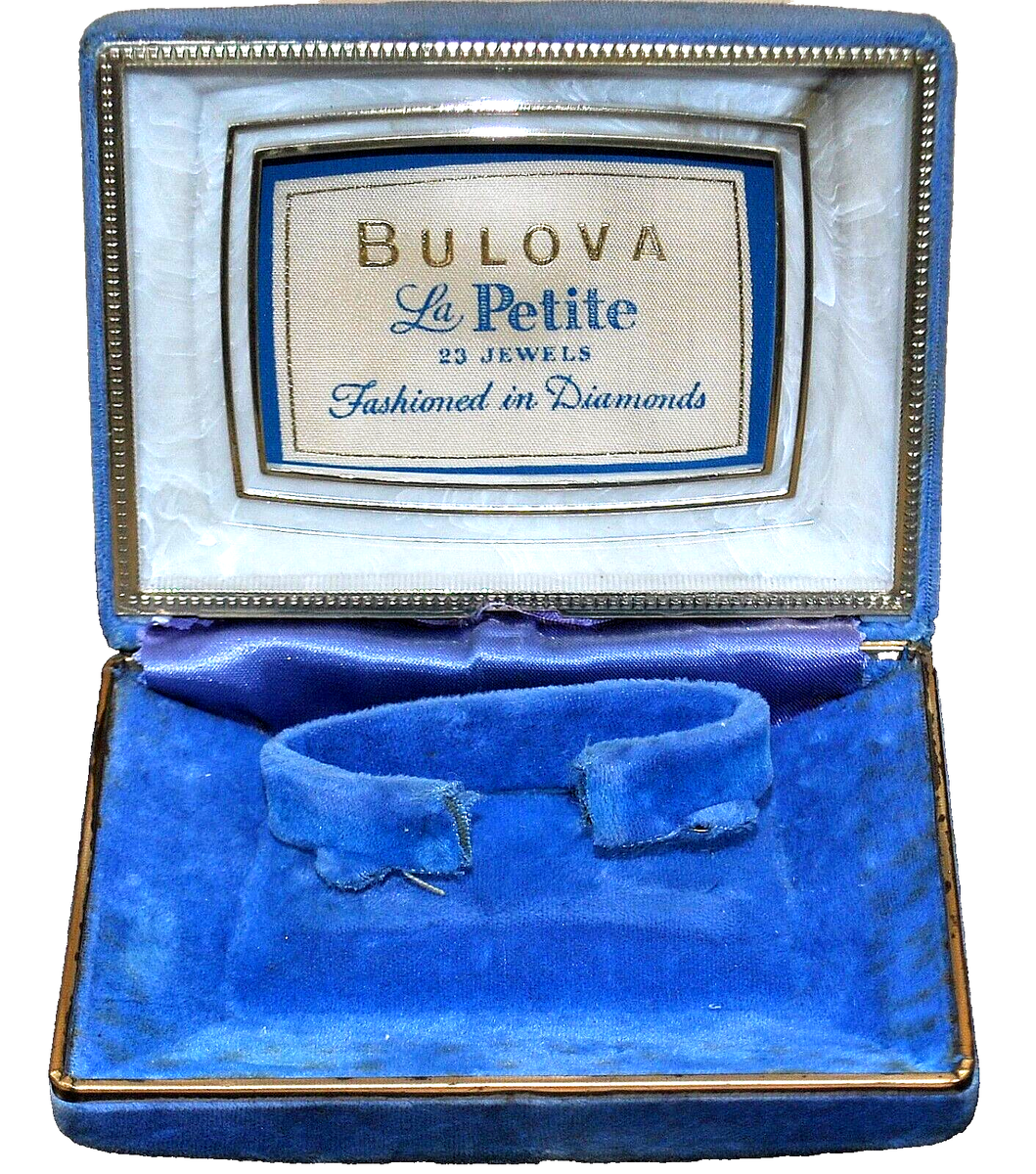 Bulova Light Blue Jewelry Presentation Box 1950’s Vintage Bulova Miss America Watch Box Blue & Gold 1950 main image 4