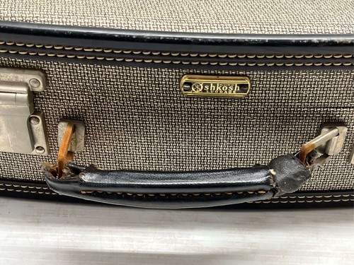 Vintage Oshkosh Luggage Tweed Made in the USA 1950s w/keys & original box - Picture 12 of 18
