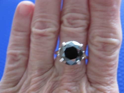 4.76ct NATURAL REAL BLACK DIAMOND RING,FREE DIAMOND TESTER,CERTIFICATE, SIZE 5 - Picture 8 of 15