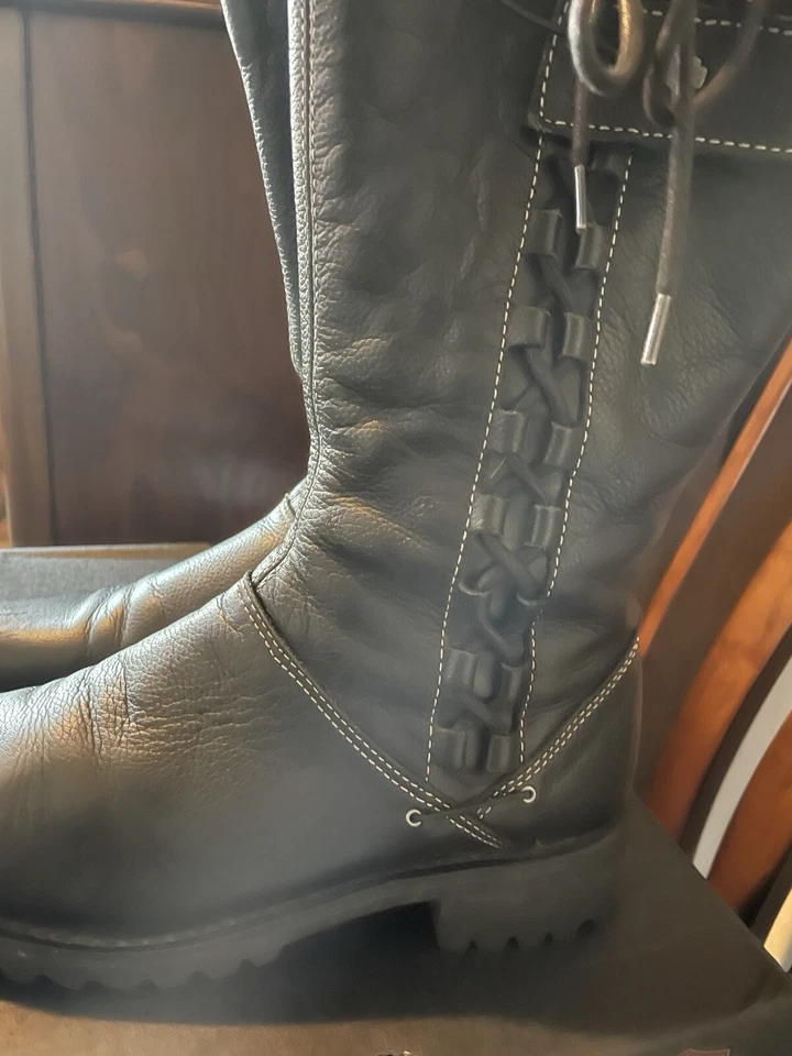 womens harley davidson boots size 8.5, 11 1/2" tall, full zipper inner calf Foto 2 de 4