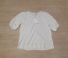NWT Splendid Juliana Womens Slub Puff Sleeve Tee Top Sleeve White Size S $78