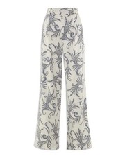 Banana Republic Trouser 14 High Rise Wide Leg Linen Blend Pant Blue Print