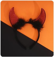 Halloween Devil Horns Headband for Women Men Red Black Devil Headpiece Costume f