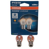 2X Osram 7507DC-2BL Kugellampe Blinkerlampe PY21W Diadem Chrome 12V 21W Bau15S