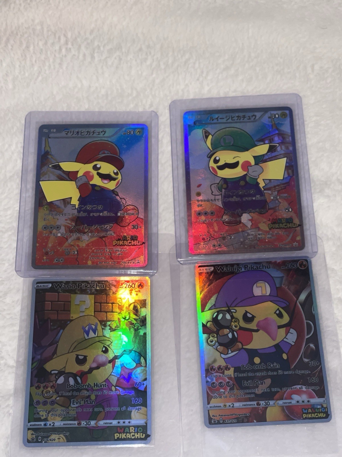 Mario, Luigi, Wario, Waluigi Custom Pikachu Pokemom Cards