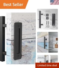 Elegant 12'' Double Sided Sliding Barn Door Handle Set - Matte Black Finish