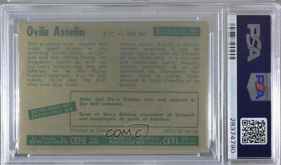 Parkhurst Wrestling Ovila Asselin #17 1955-56 PSA 4 Foto 2 de 2