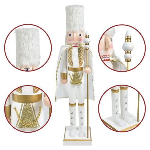 Jeco handbemalter handgefertigter Nussknacker in Gold und Weiß - Bild 6 von 8