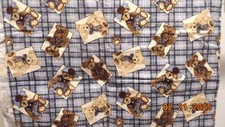THE BOYDS COLLECTION LTD. Blue Plaid Flannel Fabric w/Bears 24"L x 43"W