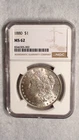 1880 P Morgan Dollar NGC MS62 UNCIRCULATED BETTER DATE $1 Coin BUY IT NOW!