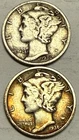 1936 { P : S } LOT OF TWO - MERCURY DIME - 90% SILVER