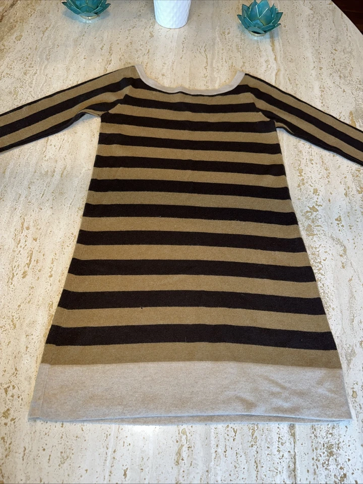 Nuevo sin etiquetas Vestido Suéter Juicy Couture Cachemira Marrón y Camel Rayas Talla Mediana Foto 4 de 4