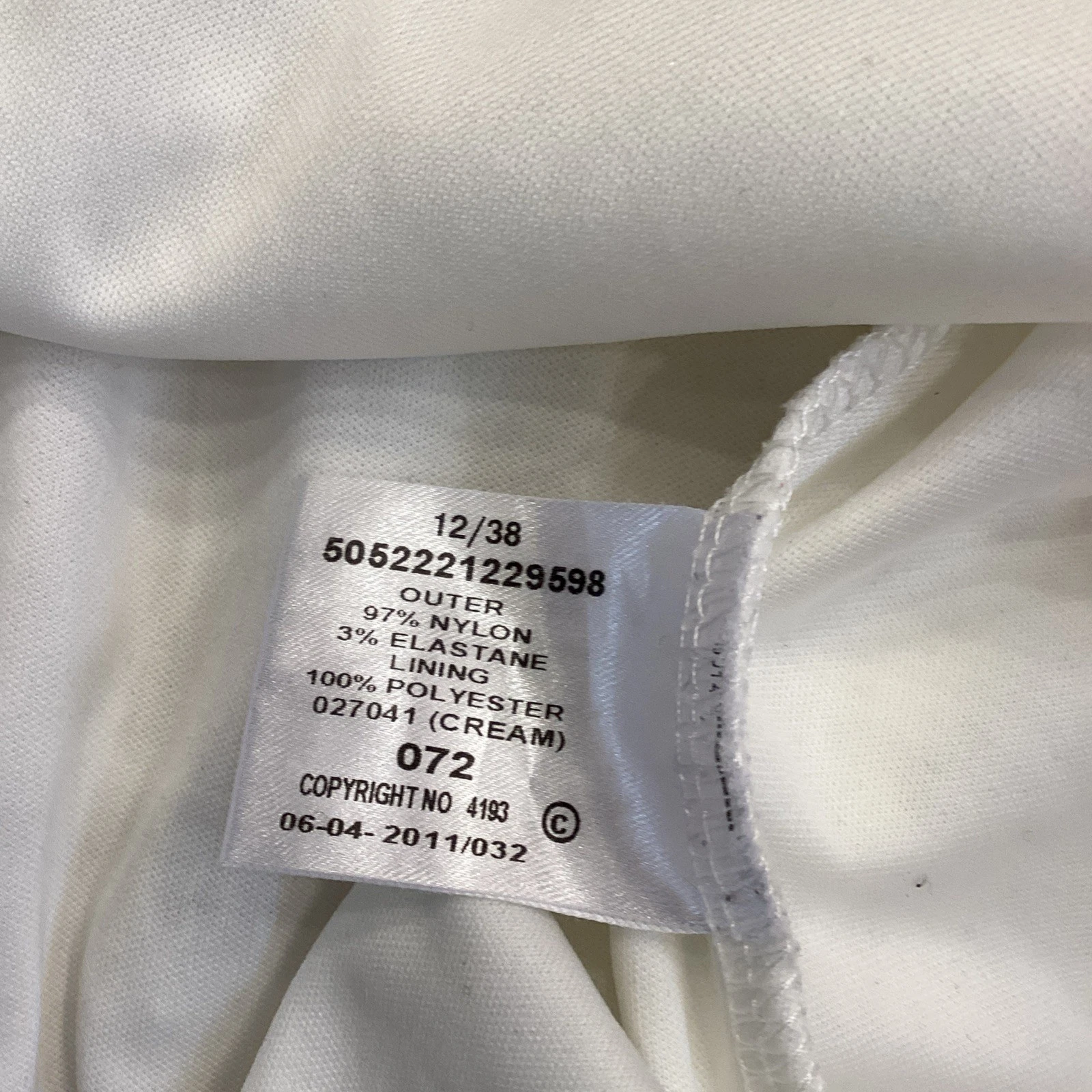 OFF WHITE Abito Jane Norman bianco sporco panna pizzo manica corta foderato scoop dietro taglia 12