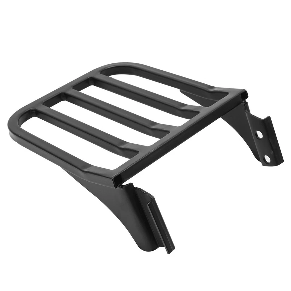 Portaequipajes trasero Sissy Bar negro para motocicleta se adapta a Harley Sportster Softail Foto 2 de 4