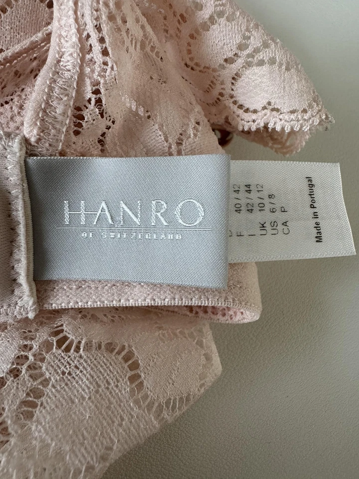 Sujetador Bralette de Encaje Hanro Mujer Pequeño Rosa Triángulo Inalámbrico Gancho Trasero A804 0003 Foto 2 de 4