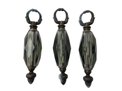Vtg 3 MCM Chandelier/Hanging Light Fixture Smokey Black Faceted Glass Prism (REA