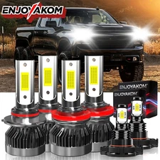 12000K LED Headlight+Fog Light Bulbs Kit For Chevy Silverado 1500 2500 2007-2015