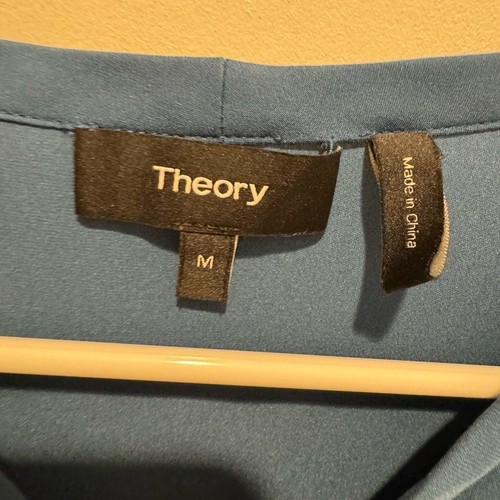 Theory Women's Blue Blouse with tie long sleeve size medium - Bild 2 von 2