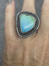 Vintage Navajo Native American Turquoise Sterling Silver 8 Ring 18.04g