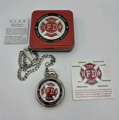 Fire Department Themed Pocket Watch Americas Bravest Avon | eBay display picture 1