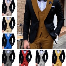 Mens 3Piece Suit Regular Fit Groom Wedding Tuxedo Suit Shawl Lapel Formal Attire