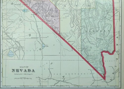 1903 NEVADA Karte 22"x14" ~ alt antik original BLACK ROCK DESERT BURNING MAN NV - Bild 3 von 8