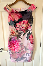 Ted Baker ?Emly? Painted Posie Off Shoulder Floral Dress Size 1 UK 8 Worn Once