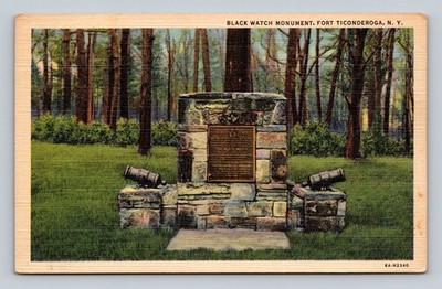 Black Watch Monument Fort Ticonderoga NY Vintage Linen Postcard