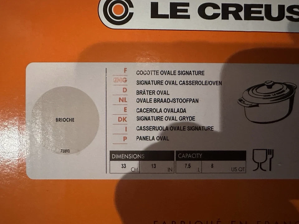 Le Creuset 8 QT Signature Enameled Cast Iron Oval Dutch Oven. Brioche Color! NIB - Image 2 of 2