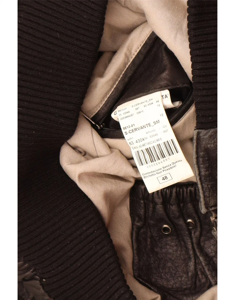 Chaqueta de cuero para hombre MILESTONE IT 48 mediana de cuero negro CT02 Foto 3 de 3