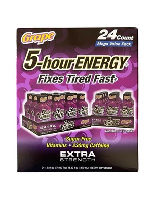 5-Hour Energy Extra Strength Energy Shot Grape, 24 Count, 230 mg Caffeine