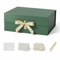 Magnetische Geschenkbox Groß Mit Deckel Schleife GrußKarte 32X28X13,5Cm GrüN