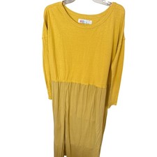 Free People Beach Yellow Oversized Midi Dress size XS NWOT long sleeve jersey