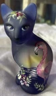 Fenton Mould, Stylized Sitting Cat HP KIBBE Peacock Pink On Blue Exc.  condition