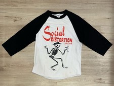VTG Social Distortion Band T-Shirt Sz Small Skeleton Punk Black 2001 Distressed