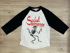 VTG Social Distortion Band T-Shirt Sz Small Skeleton Punk Black 2001 Distressed