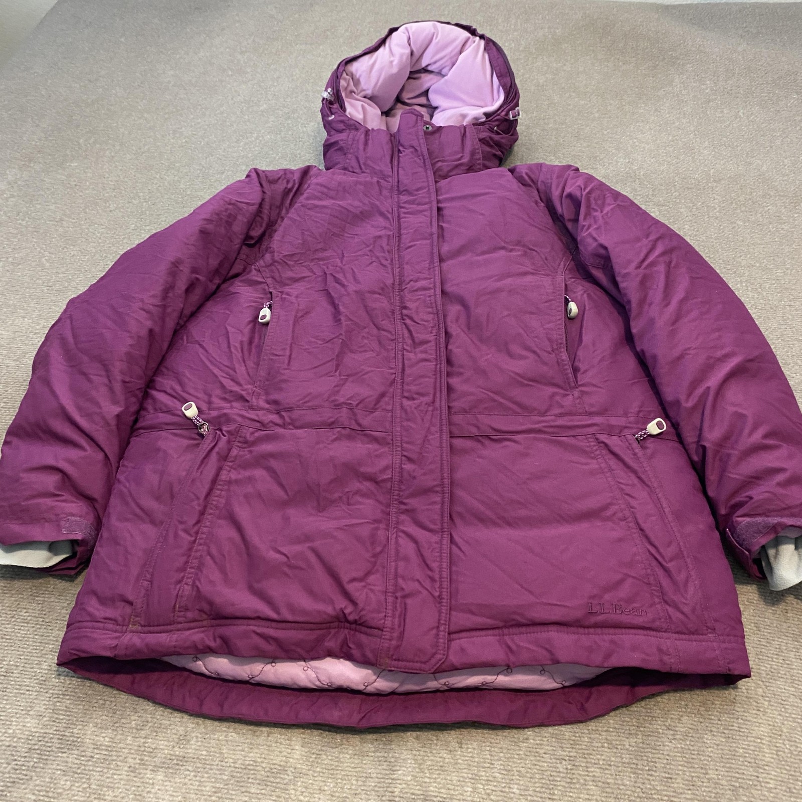 LL Bean Coat Womens Medium Petite Purple Gore Tex Down Hooded Winter Parka