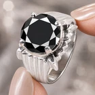 5 Ct Black Round Solitaire Real Moissanite Wedding Ring Sterling Silver Size 9