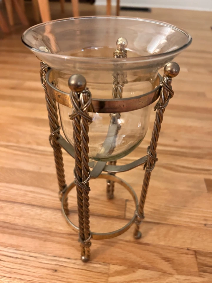 "Soporte para botellas de vino estilo cuerda chapado en latón Hollywood Regency vintage 10,5""" Foto 2 de 4