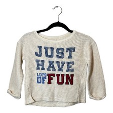 Zara Kids Girls Textured Sweater Just Have Lots of Fun Cream 5-6 NWT