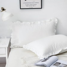 White Pillow Shams Standard Size Set of 2 20 x 26 , Ruffle Pillow Case Cover...