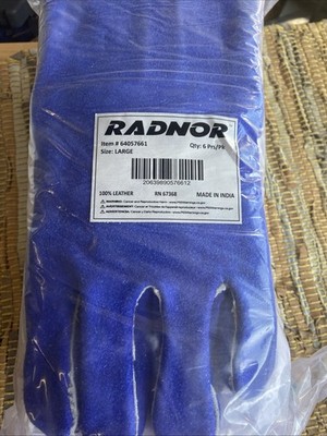 (6 PAIR) Radnor 64057661 Blue Large Select Shoulder Split Cowhide Welding Gloves