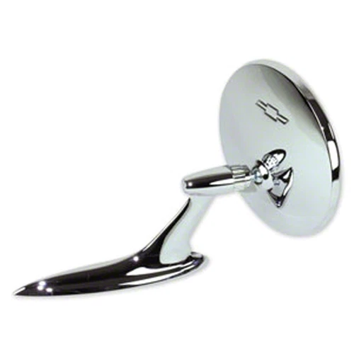 Side Rearview Mirror Chrome With Logo Fits Driver And for 63-65 Nova