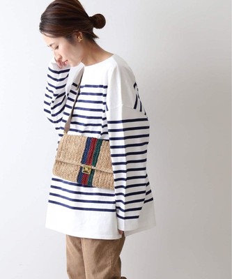 FRAMeWORK Basque Border T-Shirt, Oversized Stripe Cotton Top,