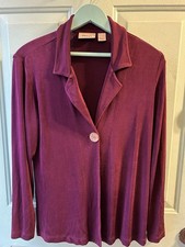 Women  s Chico  s Plum Travelers Blazer Shell Button Size 0 Small