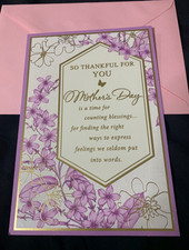 Mother  s Day So Thankful For You Wonderful 5.5  x 8  Large Hallmark Greeting Card
