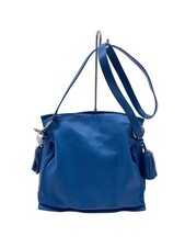 LOEWE Shoulder Bag Flamenco Fringe Leather Blu Plain Used